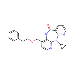 O=C1Nc2c(COCCc3ccccc3)ccnc2N(C2CC2)c2ncccc21 ZINC000005934152