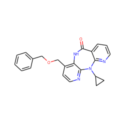 O=C1Nc2c(COCc3ccccc3)ccnc2N(C2CC2)c2ncccc21 ZINC000005934224