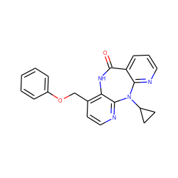 O=C1Nc2c(COc3ccccc3)ccnc2N(C2CC2)c2ncccc21 ZINC000005939121
