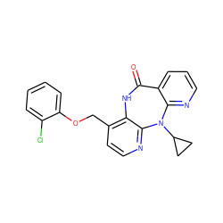 O=C1Nc2c(COc3ccccc3Cl)ccnc2N(C2CC2)c2ncccc21 ZINC000005933961