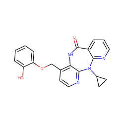 O=C1Nc2c(COc3ccccc3O)ccnc2N(C2CC2)c2ncccc21 ZINC000005933959