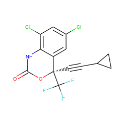 O=C1Nc2c(Cl)cc(Cl)cc2[C@@](C#CC2CC2)(C(F)(F)F)O1 ZINC000006524412