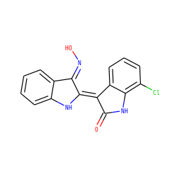 O=C1Nc2c(Cl)cccc2/C1=C1/Nc2ccccc2/C1=N\O ZINC000169347602