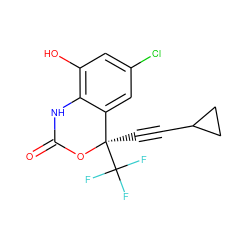 O=C1Nc2c(O)cc(Cl)cc2[C@@](C#CC2CC2)(C(F)(F)F)O1 ZINC000006524414