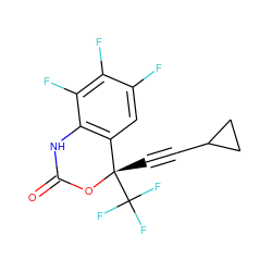 O=C1Nc2c(cc(F)c(F)c2F)[C@](C#CC2CC2)(C(F)(F)F)O1 ZINC000006524580