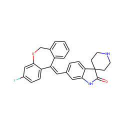O=C1Nc2cc(/C=C3\c4ccccc4COc4cc(F)ccc43)ccc2C12CCNCC2 ZINC000653717806