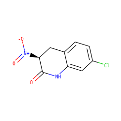 O=C1Nc2cc(Cl)ccc2C[C@@H]1[N+](=O)[O-] ZINC000003931994