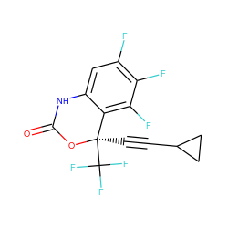 O=C1Nc2cc(F)c(F)c(F)c2[C@@](C#CC2CC2)(C(F)(F)F)O1 ZINC000006524583