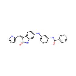 O=C1Nc2cc(Nc3cccc(NC(=O)c4ccccc4)c3)ccc2/C1=C/c1ccc[nH]1 ZINC000084710344