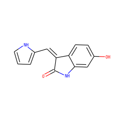 O=C1Nc2cc(O)ccc2/C1=C/c1ccc[nH]1 ZINC000014962788