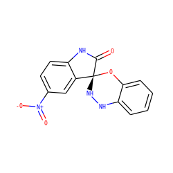 O=C1Nc2ccc([N+](=O)[O-])cc2[C@]12NNc1ccccc1O2 ZINC000006566354