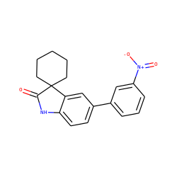 O=C1Nc2ccc(-c3cccc([N+](=O)[O-])c3)cc2C12CCCCC2 ZINC000013860663