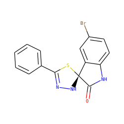 O=C1Nc2ccc(Br)cc2[C@]12NN=C(c1ccccc1)S2 ZINC000000854645