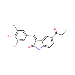 O=C1Nc2ccc(C(=O)CCl)cc2/C1=C/c1cc(Br)c(O)c(Br)c1 ZINC000003921373