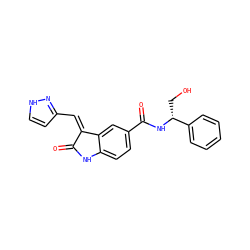 O=C1Nc2ccc(C(=O)N[C@H](CO)c3ccccc3)cc2/C1=C/c1cc[nH]n1 ZINC001772586266