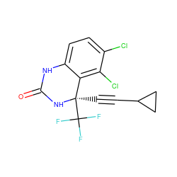 O=C1Nc2ccc(Cl)c(Cl)c2[C@@](C#CC2CC2)(C(F)(F)F)N1 ZINC000006525008