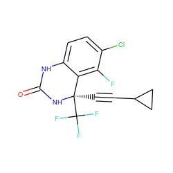 O=C1Nc2ccc(Cl)c(F)c2[C@@](C#CC2CC2)(C(F)(F)F)N1 ZINC000006525012