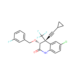 O=C1Nc2ccc(Cl)cc2[C@@](C#CC2CC2)(C(F)(F)F)[C@H]1OCc1cccc(F)c1 ZINC000014943997