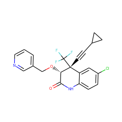 O=C1Nc2ccc(Cl)cc2[C@@](C#CC2CC2)(C(F)(F)F)[C@H]1OCc1cccnc1 ZINC000014943992