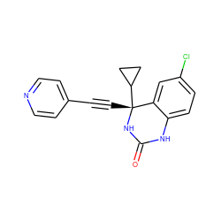 O=C1Nc2ccc(Cl)cc2[C@@](C#Cc2ccncc2)(C2CC2)N1 ZINC000005933639