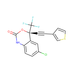 O=C1Nc2ccc(Cl)cc2[C@@](C#Cc2ccsc2)(C(F)(F)F)O1 ZINC000006567412