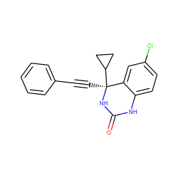 O=C1Nc2ccc(Cl)cc2[C@](C#Cc2ccccc2)(C2CC2)N1 ZINC000000017077