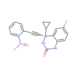 O=C1Nc2ccc(Cl)cc2[C@](C#Cc2ccccc2[N+](=O)[O-])(C2CC2)N1 ZINC000006567772