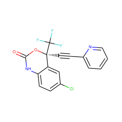 O=C1Nc2ccc(Cl)cc2[C@](C#Cc2ccccn2)(C(F)(F)F)O1 ZINC000005940555