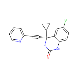O=C1Nc2ccc(Cl)cc2[C@](C#Cc2ccccn2)(C2CC2)N1 ZINC000000005876