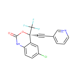 O=C1Nc2ccc(Cl)cc2[C@](C#Cc2cccnc2)(C(F)(F)F)O1 ZINC000005933487