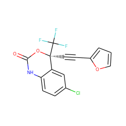 O=C1Nc2ccc(Cl)cc2[C@](C#Cc2ccco2)(C(F)(F)F)O1 ZINC000006536659