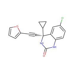 O=C1Nc2ccc(Cl)cc2[C@](C#Cc2ccco2)(C2CC2)N1 ZINC000006536657