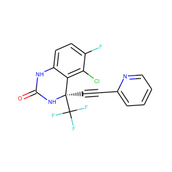 O=C1Nc2ccc(F)c(Cl)c2[C@@](C#Cc2ccccn2)(C(F)(F)F)N1 ZINC000005940559