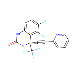 O=C1Nc2ccc(F)c(F)c2[C@@](C#Cc2ccccn2)(C(F)(F)F)N1 ZINC000005940561