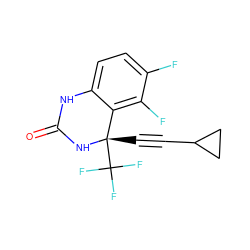 O=C1Nc2ccc(F)c(F)c2[C@](C#CC2CC2)(C(F)(F)F)N1 ZINC000000024415