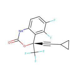 O=C1Nc2ccc(F)c(F)c2[C@](C#CC2CC2)(C(F)(F)F)O1 ZINC000006525014