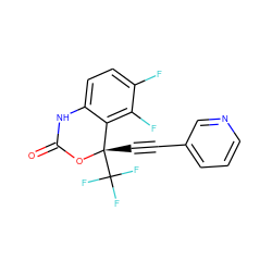 O=C1Nc2ccc(F)c(F)c2[C@](C#Cc2cccnc2)(C(F)(F)F)O1 ZINC000005933485