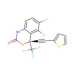 O=C1Nc2ccc(F)c(F)c2[C@](C#Cc2cccs2)(C(F)(F)F)O1 ZINC000006567156