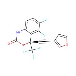 O=C1Nc2ccc(F)c(F)c2[C@](C#Cc2ccoc2)(C(F)(F)F)O1 ZINC000006525015