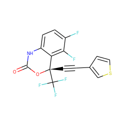 O=C1Nc2ccc(F)c(F)c2[C@](C#Cc2ccsc2)(C(F)(F)F)O1 ZINC000006525016