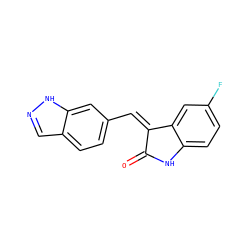 O=C1Nc2ccc(F)cc2/C1=C/c1ccc2cn[nH]c2c1 ZINC000096273708