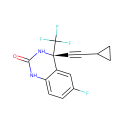 O=C1Nc2ccc(F)cc2[C@@](C#CC2CC2)(C(F)(F)F)N1 ZINC000006567494