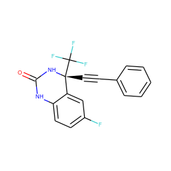 O=C1Nc2ccc(F)cc2[C@@](C#Cc2ccccc2)(C(F)(F)F)N1 ZINC000006578458