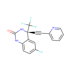 O=C1Nc2ccc(F)cc2[C@@](C#Cc2ccccn2)(C(F)(F)F)N1 ZINC000005940574