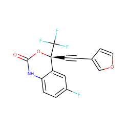 O=C1Nc2ccc(F)cc2[C@@](C#Cc2ccoc2)(C(F)(F)F)O1 ZINC000006567496