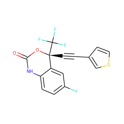 O=C1Nc2ccc(F)cc2[C@@](C#Cc2ccsc2)(C(F)(F)F)O1 ZINC000006567497