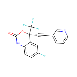 O=C1Nc2ccc(F)cc2[C@](C#Cc2cccnc2)(C(F)(F)F)O1 ZINC000005933488