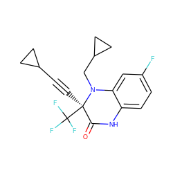 O=C1Nc2ccc(F)cc2N(CC2CC2)[C@]1(C#CC1CC1)C(F)(F)F ZINC000014943925