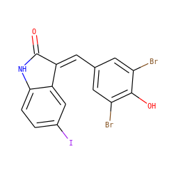 O=C1Nc2ccc(I)cc2/C1=C\c1cc(Br)c(O)c(Br)c1 ZINC000003874852