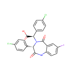 O=C1Nc2ccc(I)cc2C(=O)N([C@@H](C(=O)O)c2ccc(Cl)cc2)[C@H]1c1ccc(Cl)cc1 ZINC000016051339